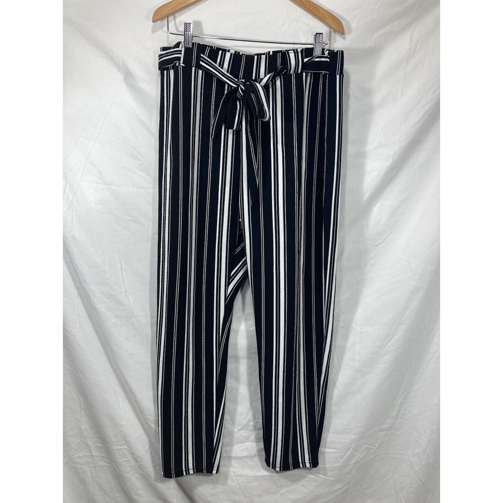 Striped Tie High Waist Sparks Women's Pants Size 2XL